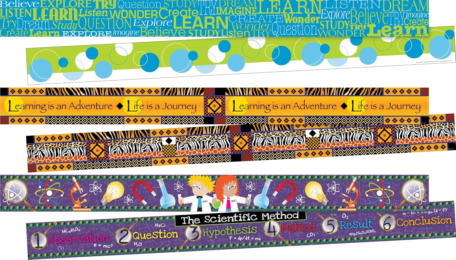Barker Creek Double-Sided Border, Learning, Trim Out Bulletin Boards and Create Colorful Displays with 105' of Designer
