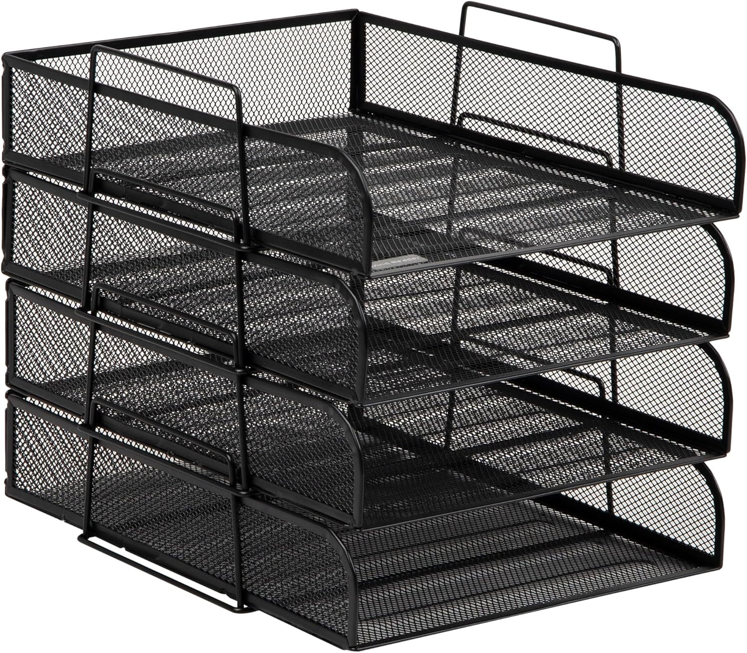 MIND READER 4-Tier Stackable Paper Tray Desktop Organizer, Metal Mesh
