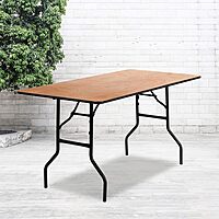 Flash Furniture Rectangular Folding Banquet Table, 30-1/4in H x 30in W x 72in D, Natural/Black