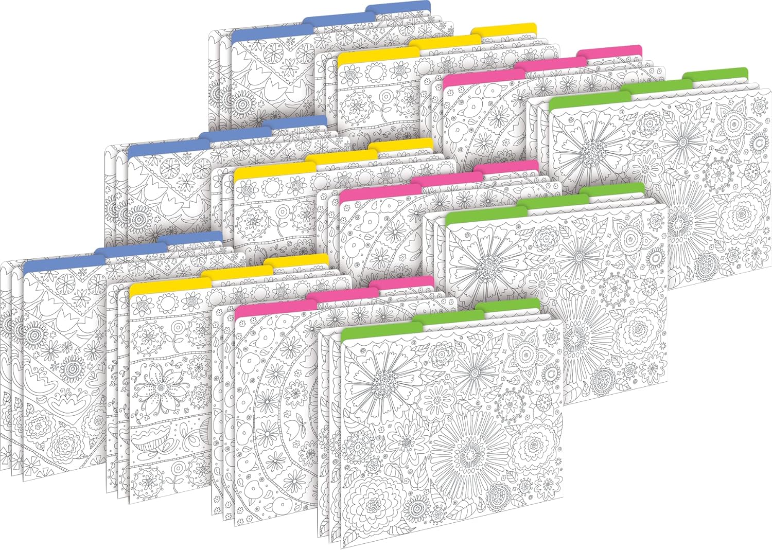 Barker Creek Designer File Folders Set of 36, Color Me! in My Garden, Multi-Design Set, Letter-Size, 1/3 Cut Tabs