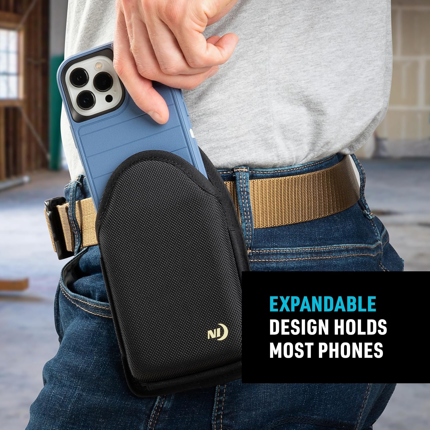 NITE IZE Clip Case Hardshell Universal QuickSlide Holster Protective Open Top Phone Holster with Belt Clip