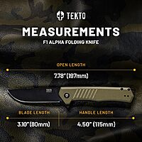 F1 Alpha Folding Pocket Knife - Modified Straight Back Blade, Titanium Coated D2 Steel - Black Titanium Accents