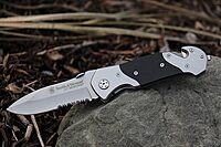 Smith & Wesson 8in High Carbon S.S. Folding Knife with 3.3in Drop Point Blade and S.S. with G-10 Inlay Handle for Outdoor, Tactical, Survival and EDC Box
