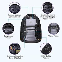 Targus Drifter II Laptop Backpack, Black/Gray – Backpack for Men for Business and Travel, Durable Water-Resistant Material