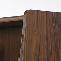 Sauder Harvey Park Tall Bookcase with Drawers, Mid-Century Modern Design, Narrow Bookcase - Grand Walnut Finish