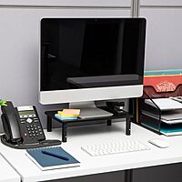 MIND READER Monitor Stand, Height Adjustable, Ventilated Laptop Riser, Metal, 14.5" L x 9.25" W x 4-5.5" H