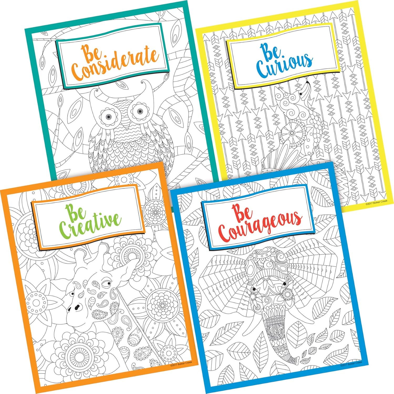 Barker Creek Art Prints Set of 8, Be Courageous, Inspirational Art Prints with a Self Empowering Theme, 8" x 10"