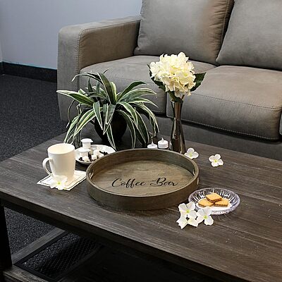 Elegant Designs Decorative Wood Serving Tray w/Handles