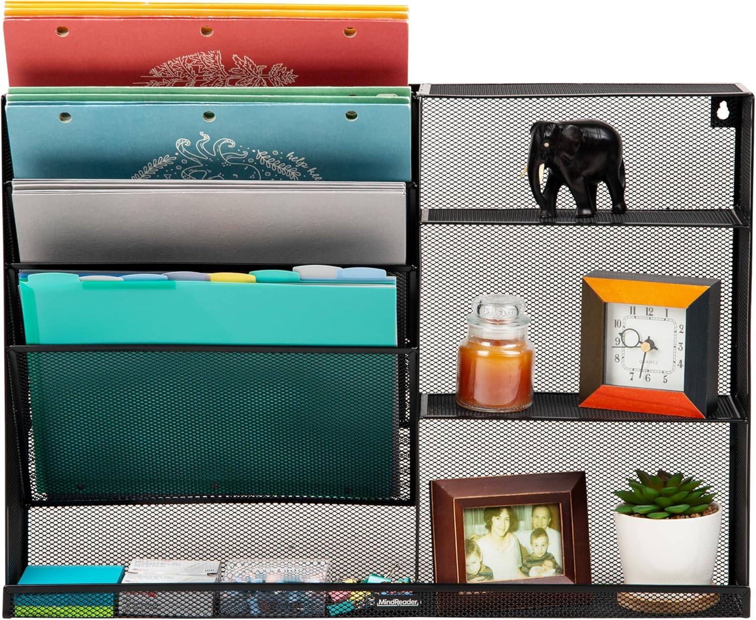 MIND READER 4-Tier Vertical File Organizer, Desktop & Wall Mount, Metal