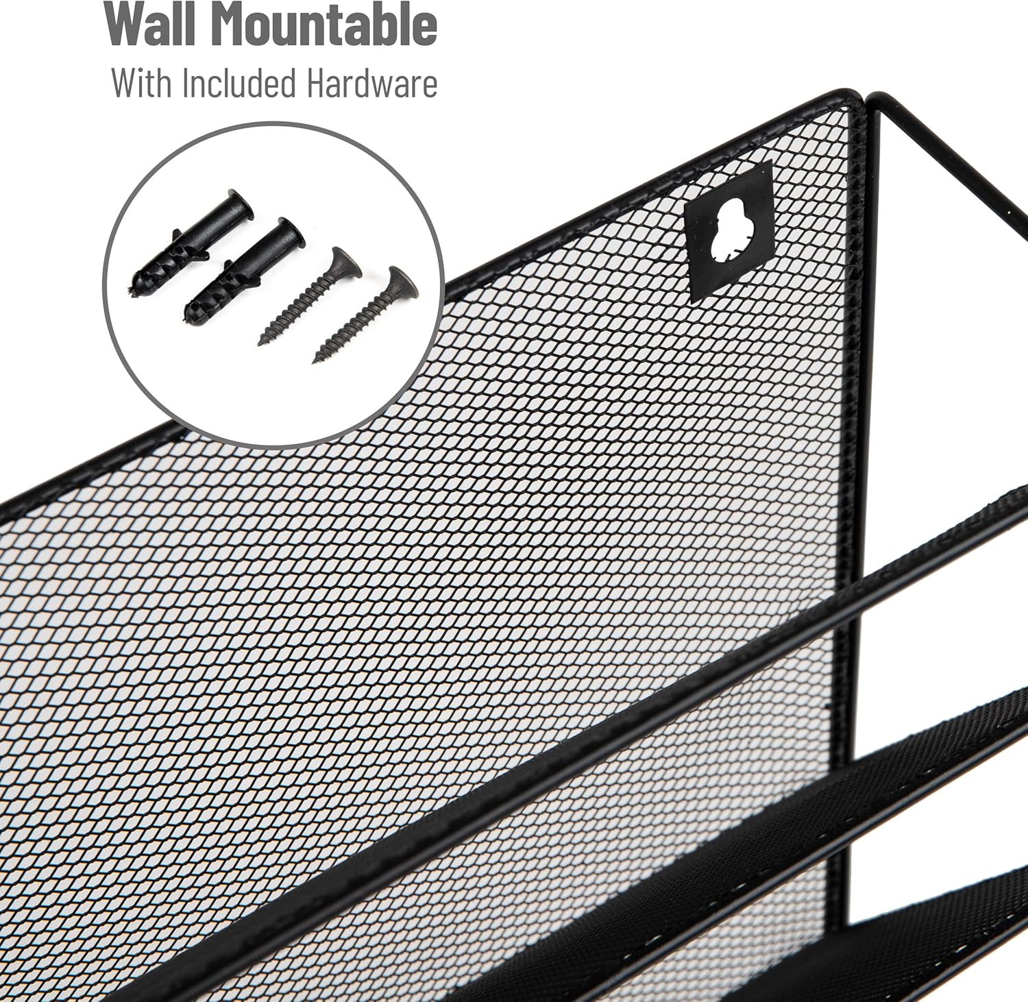 Mind Reader 5-Tier Vertical File Holder, Desktop Organizer, Wall Mount