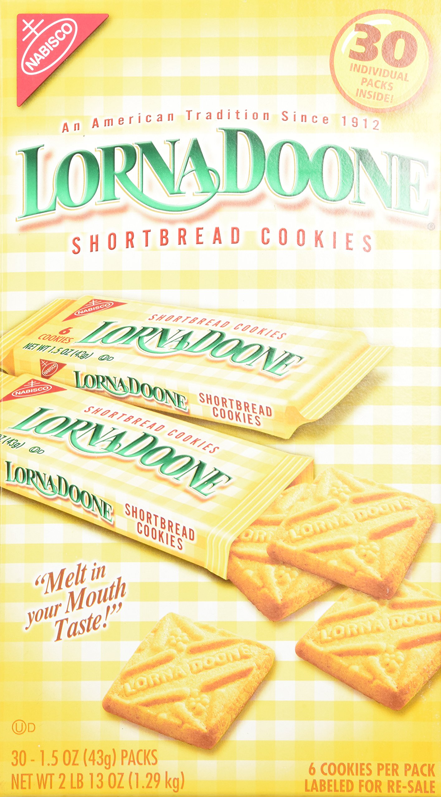 Lorna Doone Shortbread Cookies, 1.5 Oz, 6 Cookies Per Pack, Box Of 30 Packs