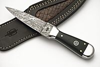 BucknBear Custom Handmade Damascus Bodice Dagger Knife (Micarta Handle)