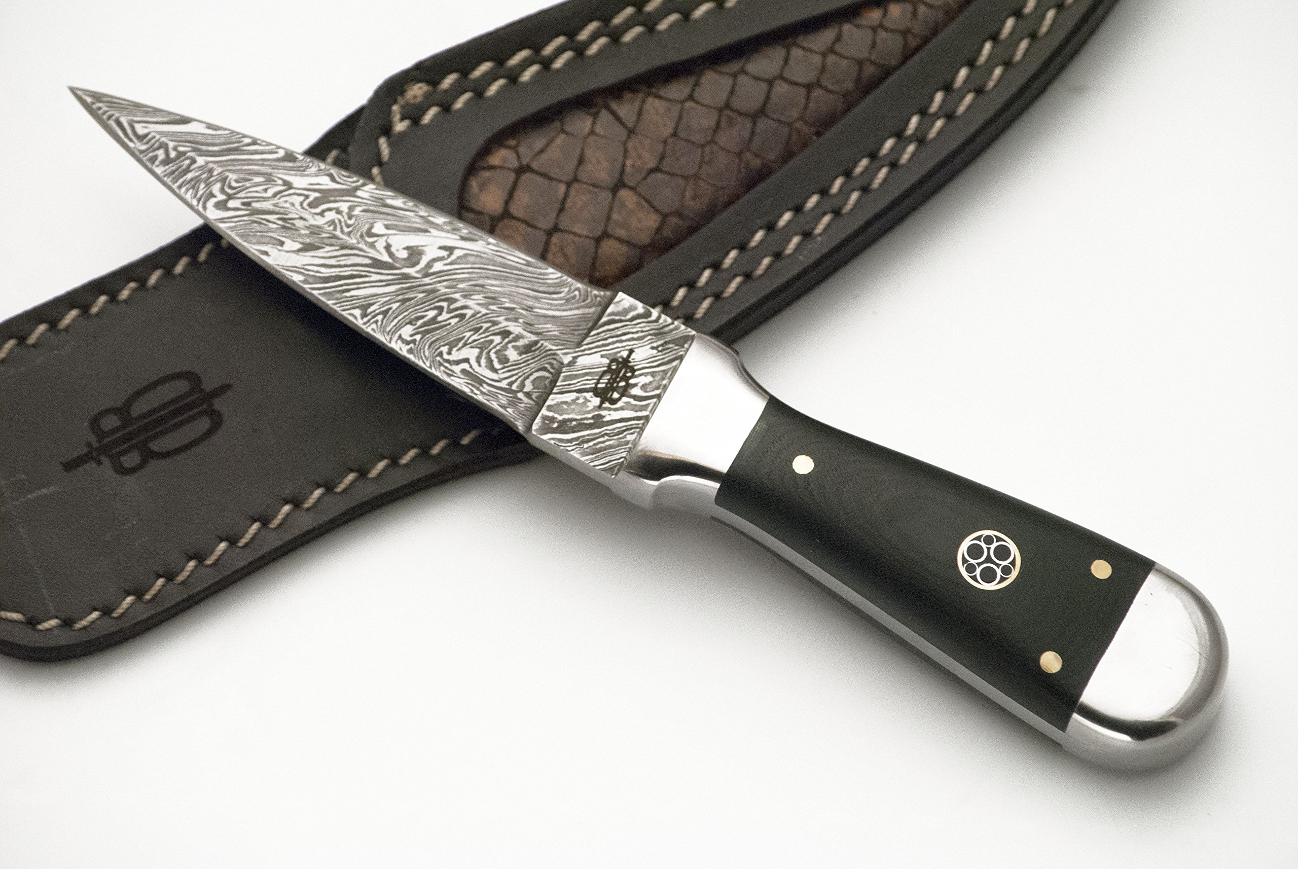 BucknBear Custom Handmade Damascus Bodice Dagger Knife (Micarta Handle)