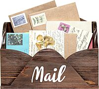 Elegant Designs Homewood Farmhouse Wooden Decorative Envelope-Shaped Desktop Letter Holder