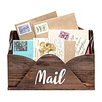 Elegant Designs Homewood Farmhouse Wooden Decorative Envelope-Shaped Desktop Letter Holder