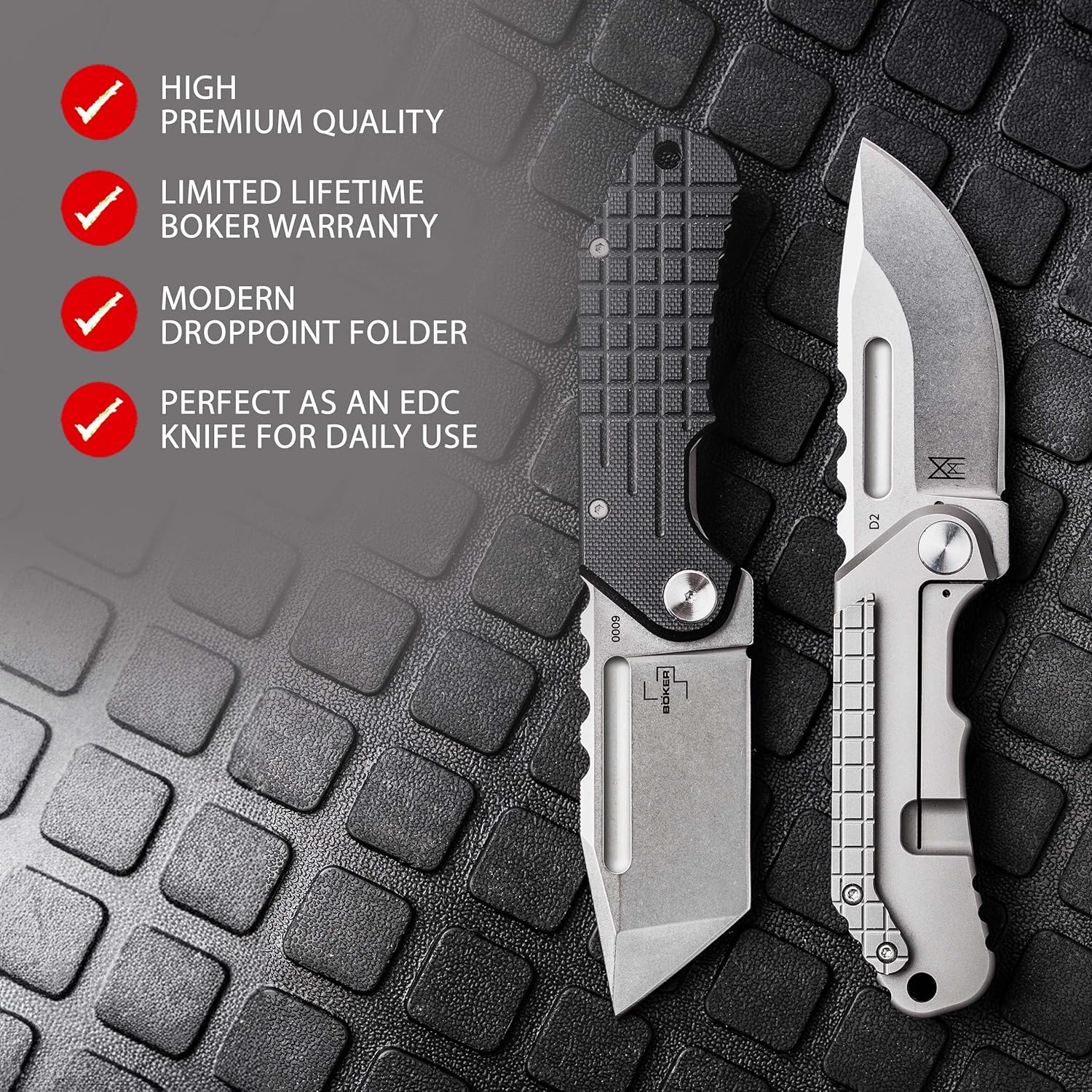 BÖKER PLUS® Dvalin Folder Drop - folding knife with G10 handle black - modern pocket knife with extra sharp D2 Droppoint