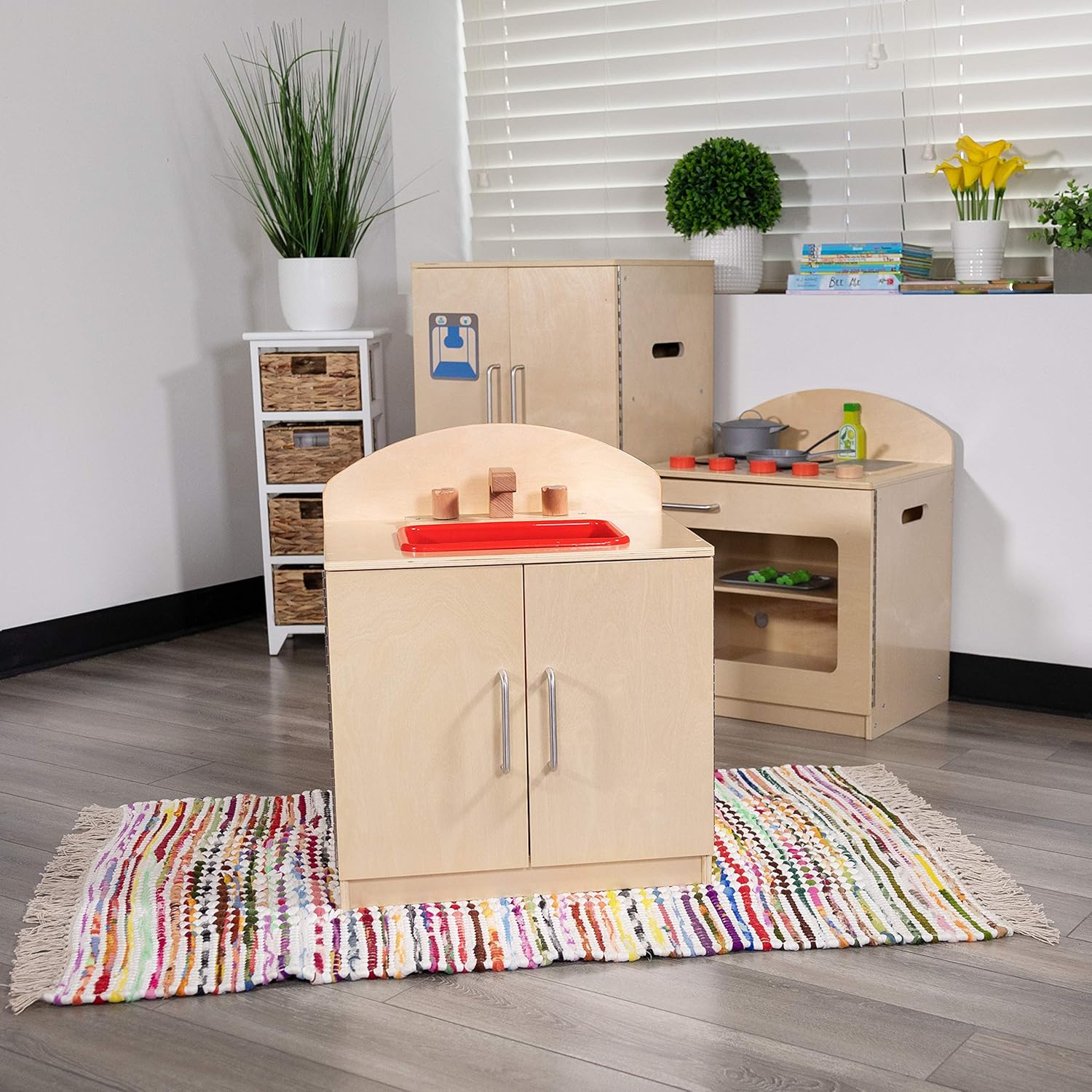 FLASH FURNITURE Hercules Children's Wooden Play Kitchen for Commercial or Home Use - Safe, Kid Friendly Design