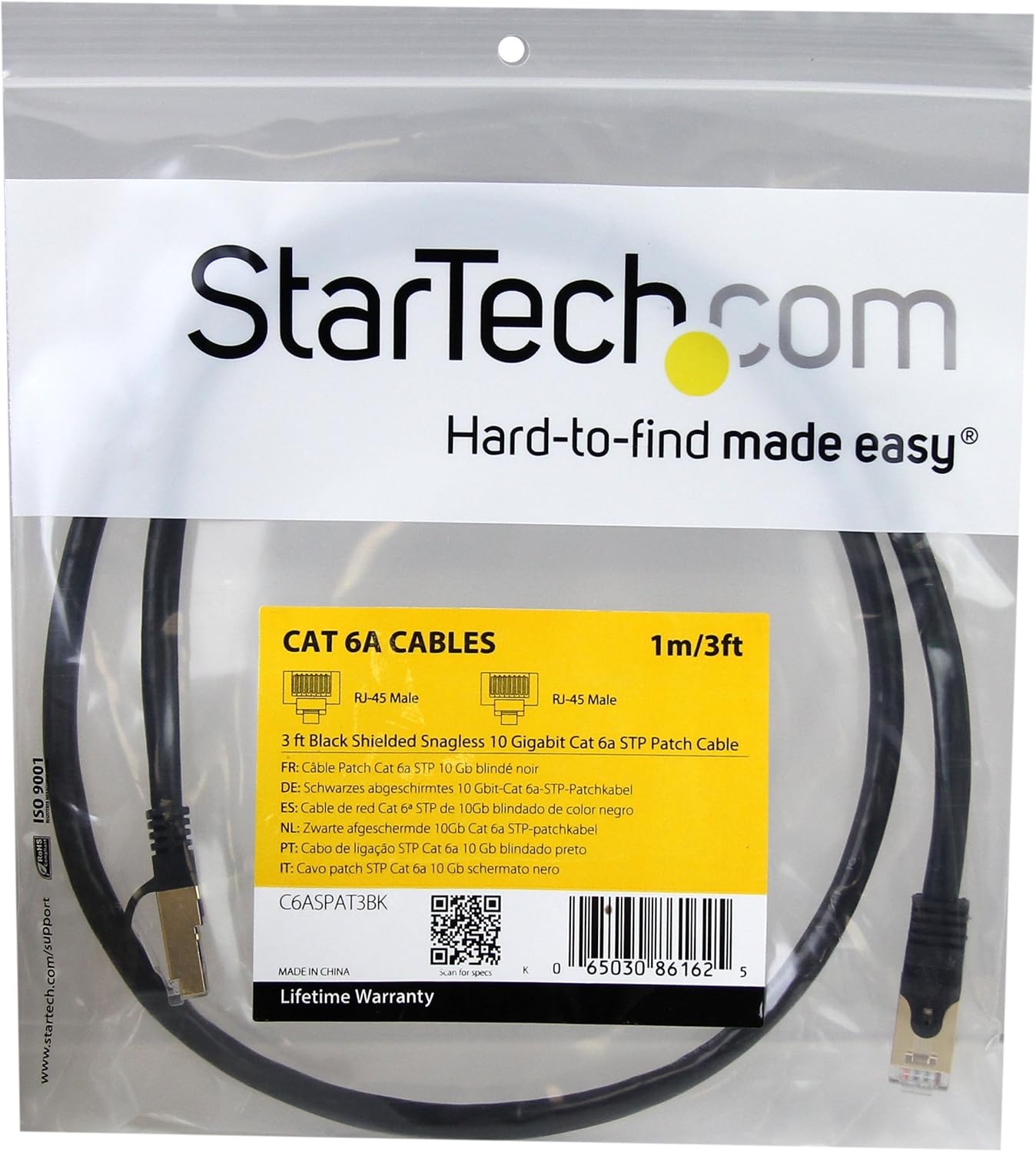 StarTech.com CAT6a Shielded Snagless RJ45 10 Gigabit Ethernet Patch Cable