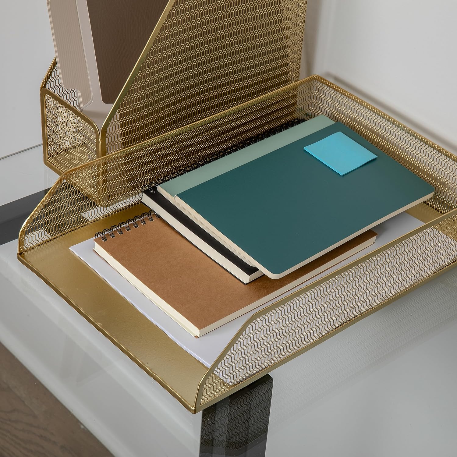 Martha Stewart Ryder Mesh Metal 6-Piece Desktop Organizer Set, Gold