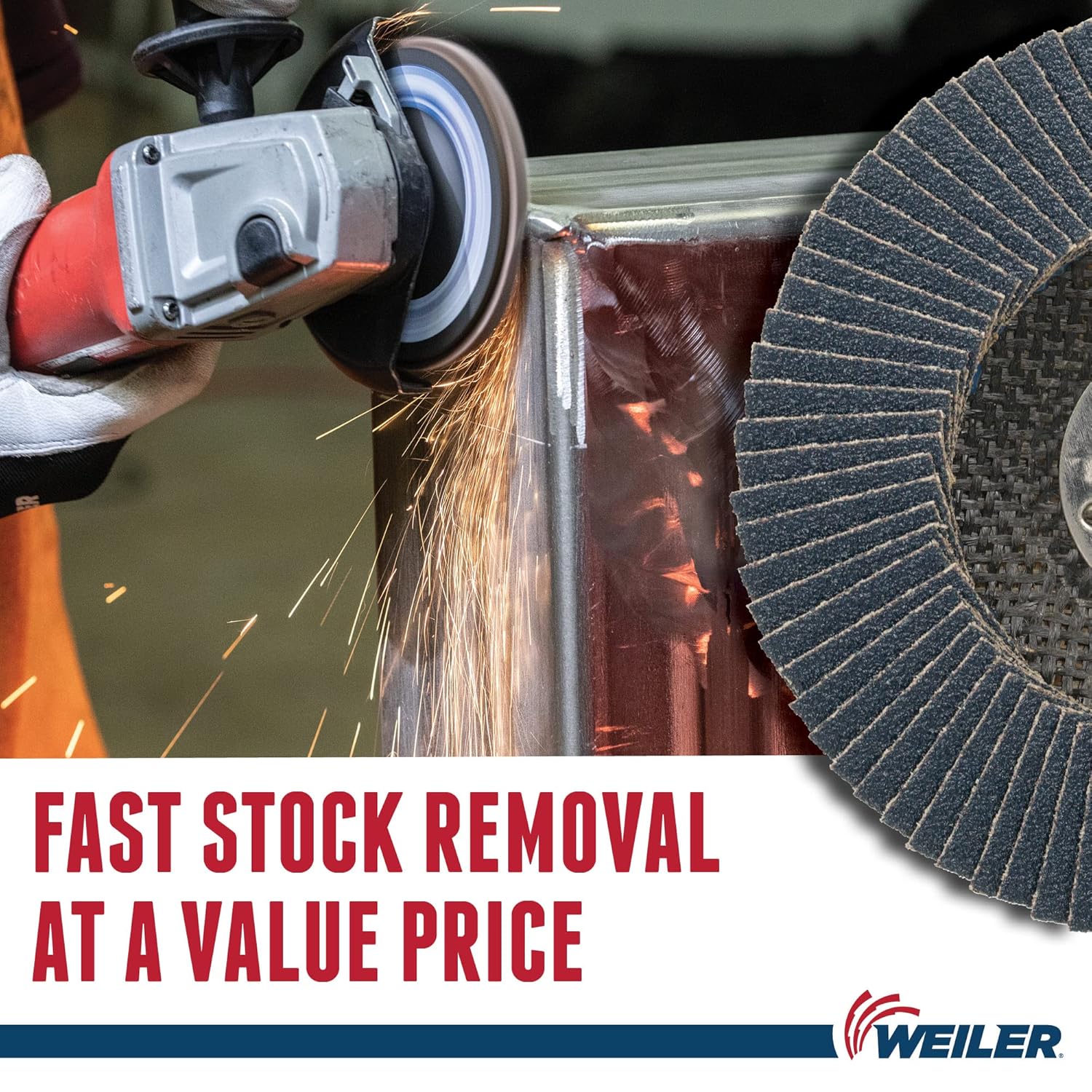 Weiler 31387 Wolverine 4-1/2" x 7/8" Arbor Hole Abrasive Flap Disc, 40 Grit Zirconia Alumina, Flat Type 27, Phenolic Backing