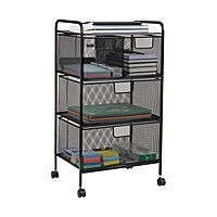 MIND READER Metal Mesh Rolling Storage Cart with Removable Drawers