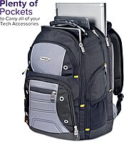 Targus Drifter II Laptop Backpack, Black/Gray – Backpack for Men for Business and Travel, Durable Water-Resistant Material, Fits up to 17" (TSB239US)