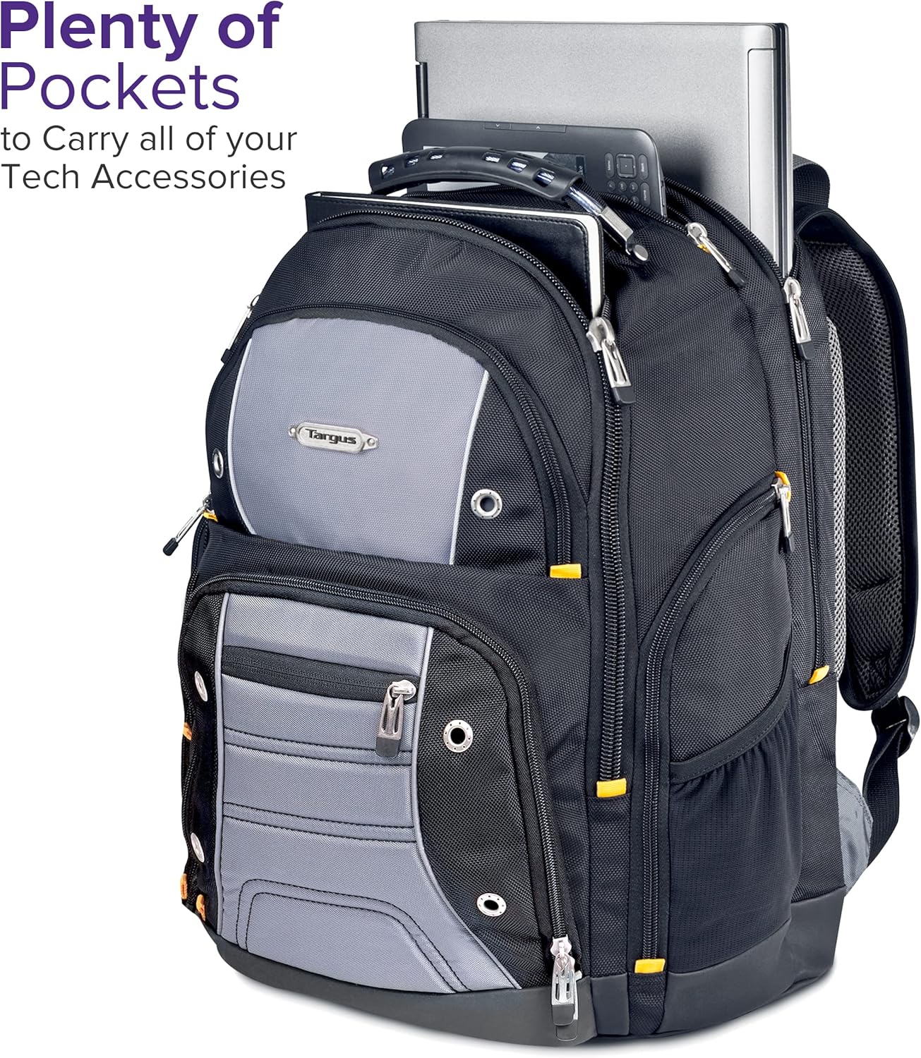 Targus Drifter II Laptop Backpack, Black/Gray – Backpack for Men for Business and Travel, Durable Water-Resistant Material