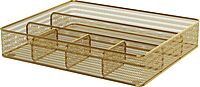 Martha Stewart Ryder Mesh Metal 6-Compartment Larger Desk Drawer Organizer, 2-1/4inH x 14-3/4inW x 12-1/4inD, Gold