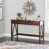 Linon Rockport 46inW Home Office Writing Desk, Antique Tobacco