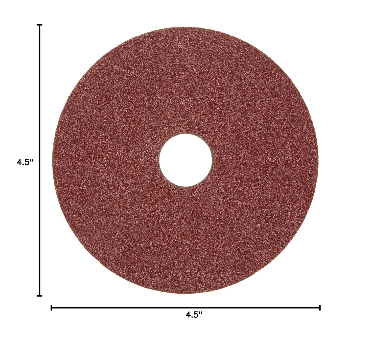 Merit Resin Abrasive Disc, Fiber Backing, Aluminum Oxide, 7/8" Arbor, 4-1/2" Diameter, Grit 36 (Box of 25)