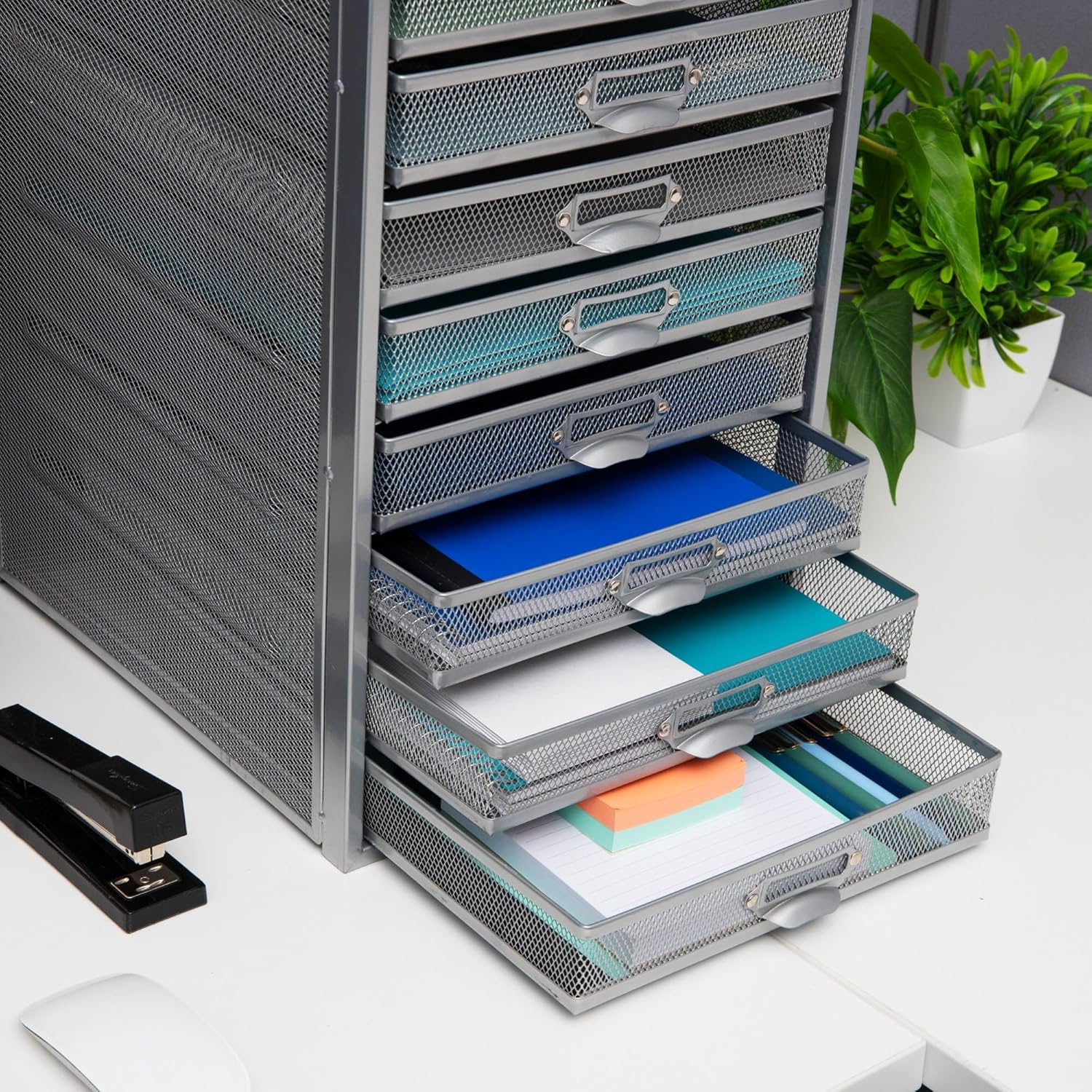 Mind Reader Metal Mesh Desk Organizer - Multi-Purpose Desktop File Storage