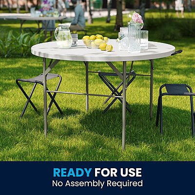 Flash Furniture Round Bi-Fold Plastic Banquet And Event Folding Table