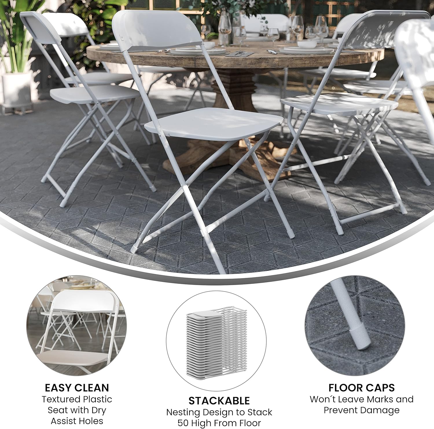 Flash Furniture Hercules Series Commercial-Grade Plastic Folding Chair - 650LB Weight Capacity