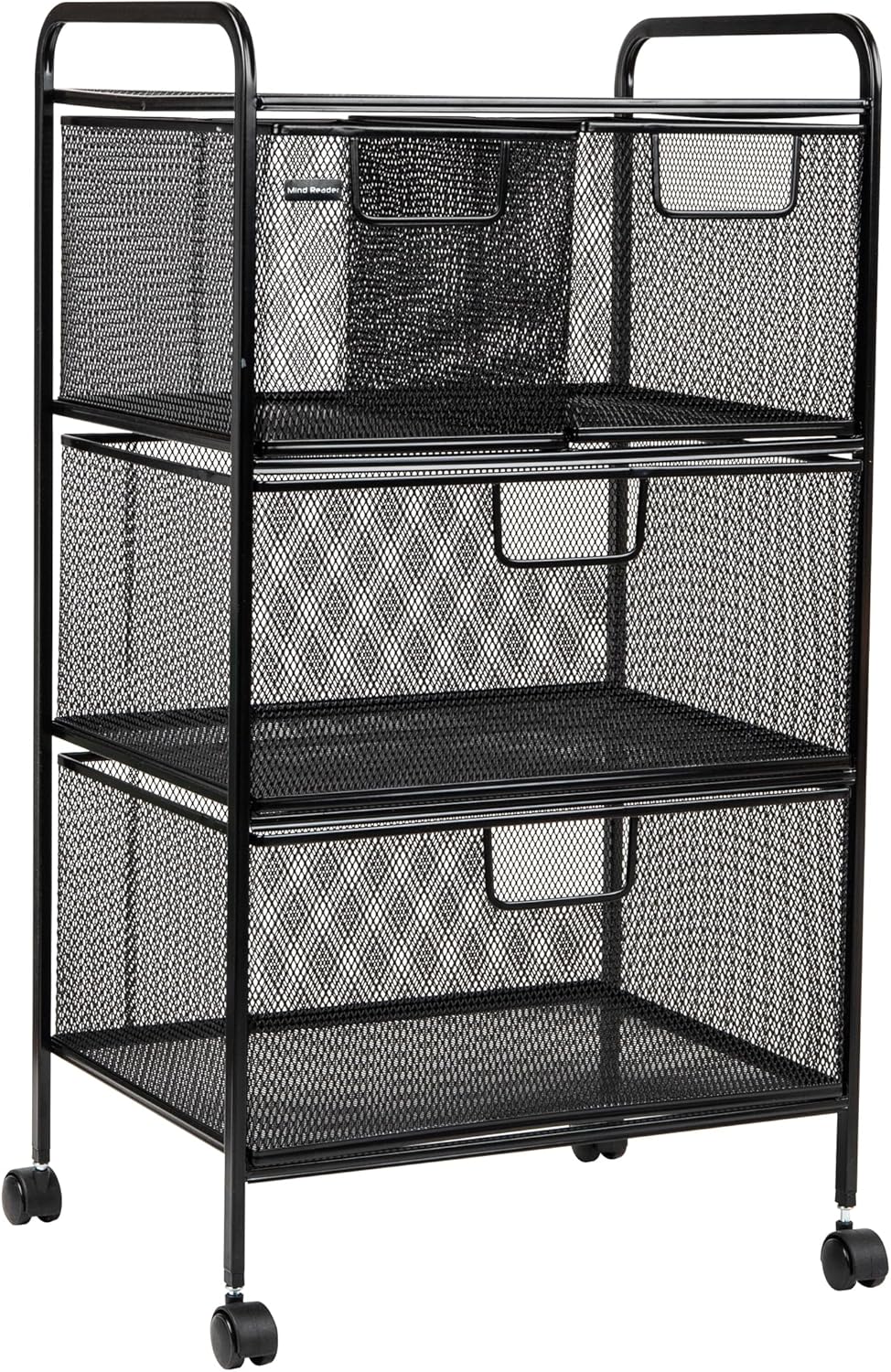 MIND READER Metal Mesh Rolling Storage Cart with Removable Drawers
