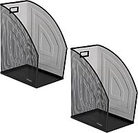 Mind Reader Vertical File Storage, Set of 2, Desktop Organizer, Workspace, Office, Metal Mesh, 6.25 L x 10 W x 12.5 H, Black