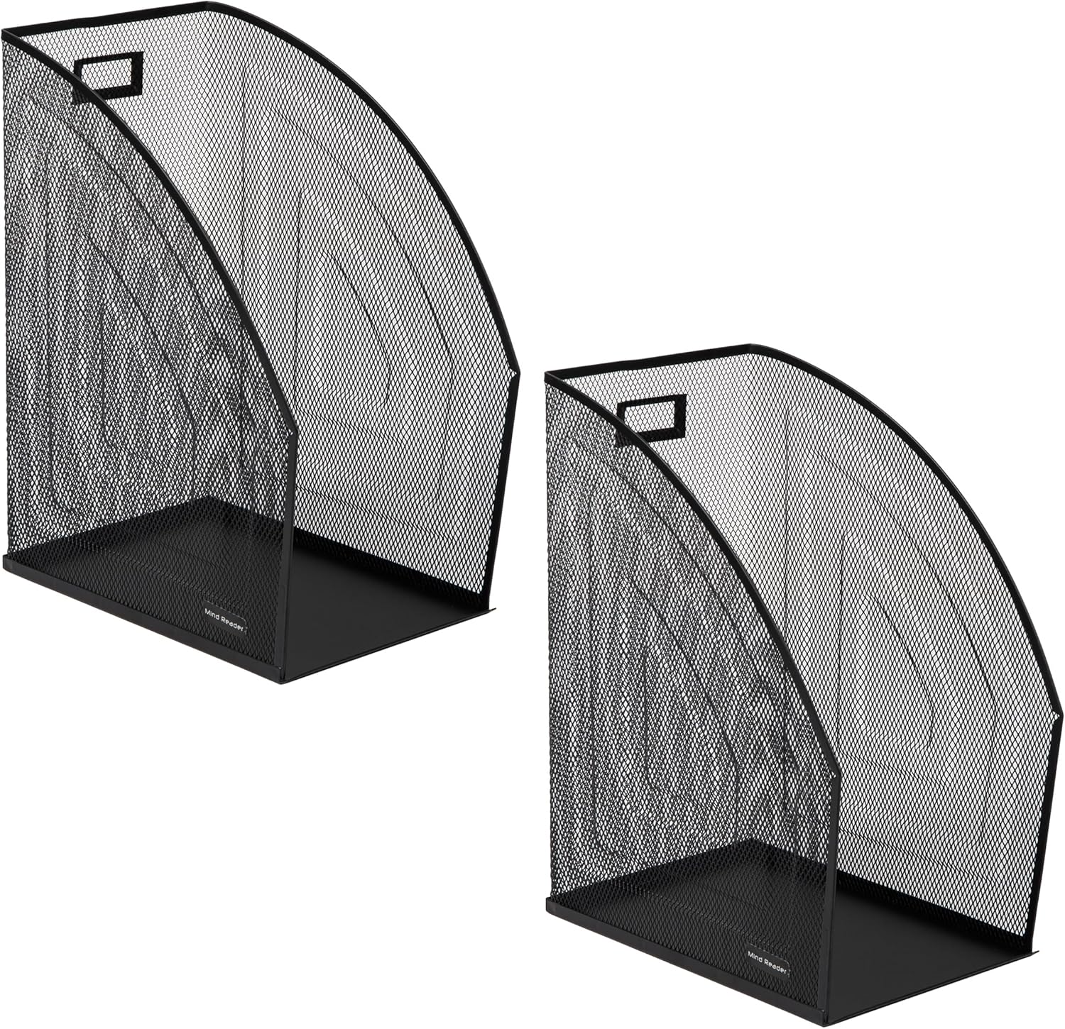 Mind Reader Vertical File Storage, Set of 2, Desktop Organizer, Workspace, Office, Metal Mesh, 6.25 L x 10 W x 12.5 H, Black