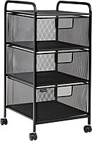 MIND READER Metal Mesh Rolling Storage Cart with Removable Drawers