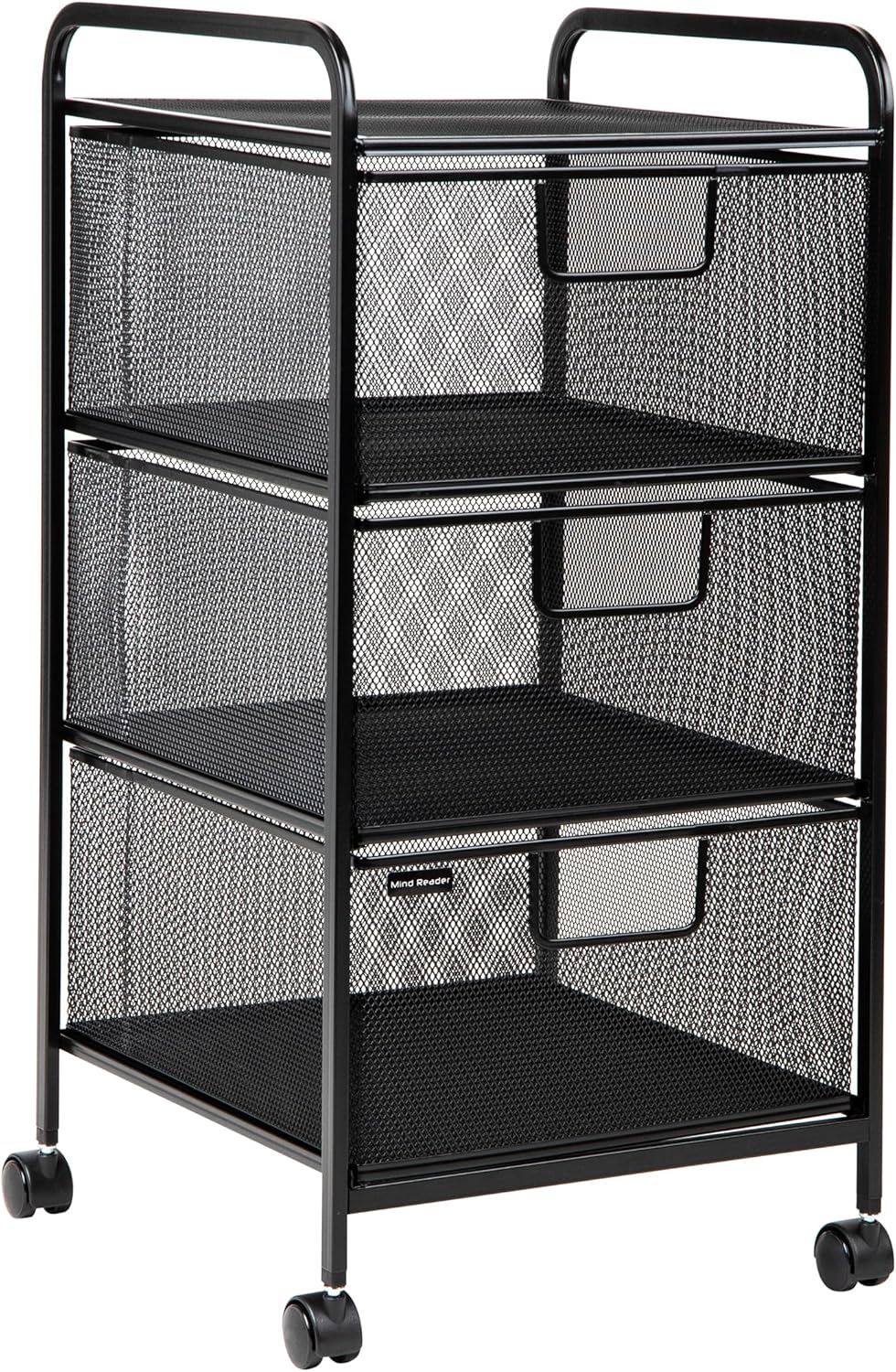 MIND READER Metal Mesh Rolling Storage Cart with Removable Drawers
