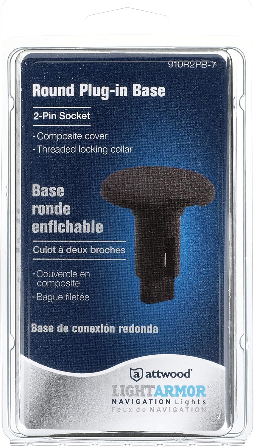 Attwood LightArmor Plug-In Base - 2 Pin - Black - Round