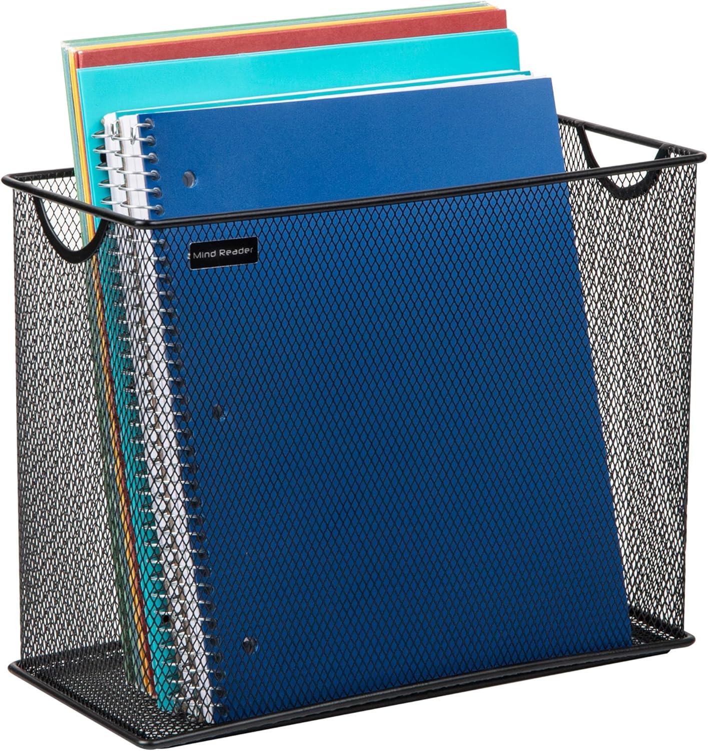 Mind Reader Vertical File Storage, Desktop Organizer, Hanging Files, Office, Metal Mesh, 12.25"L x 5.5"W x 10"H