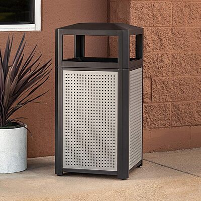Safco Evos Steel Trash Can, Indoor and Outdoor Use