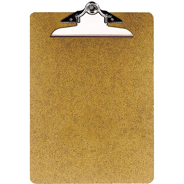 OIC 100% Recycled Hardboard Clipboard, Letter Size, 9in x 12 1/2in, Brown, 83140