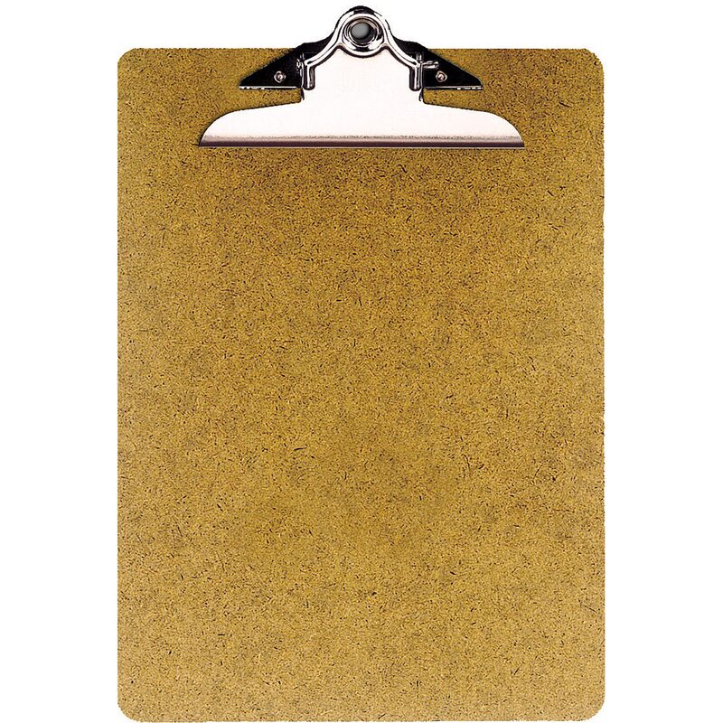 OIC 100% Recycled Hardboard Clipboard, Letter Size, 9in x 12 1/2in, Brown, 83140