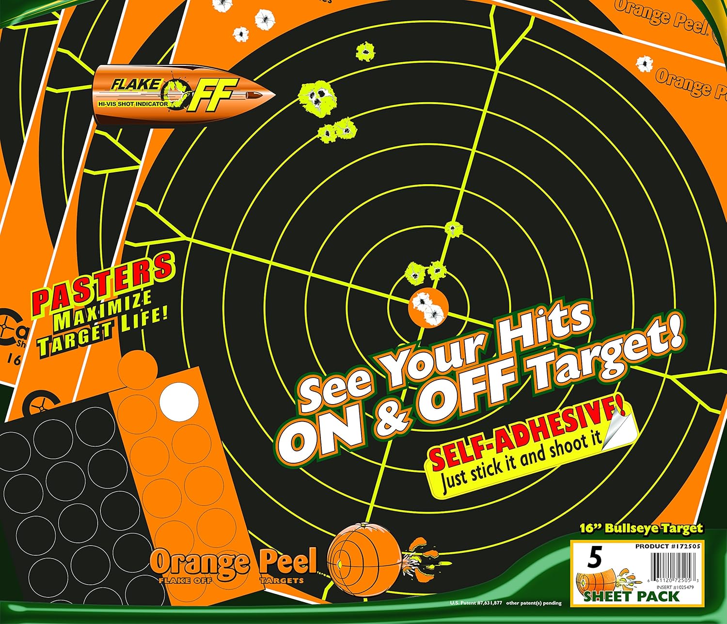 CALDWELL Orange Peel Bullseye Targets with Flake Off Material and Strong Adhesive