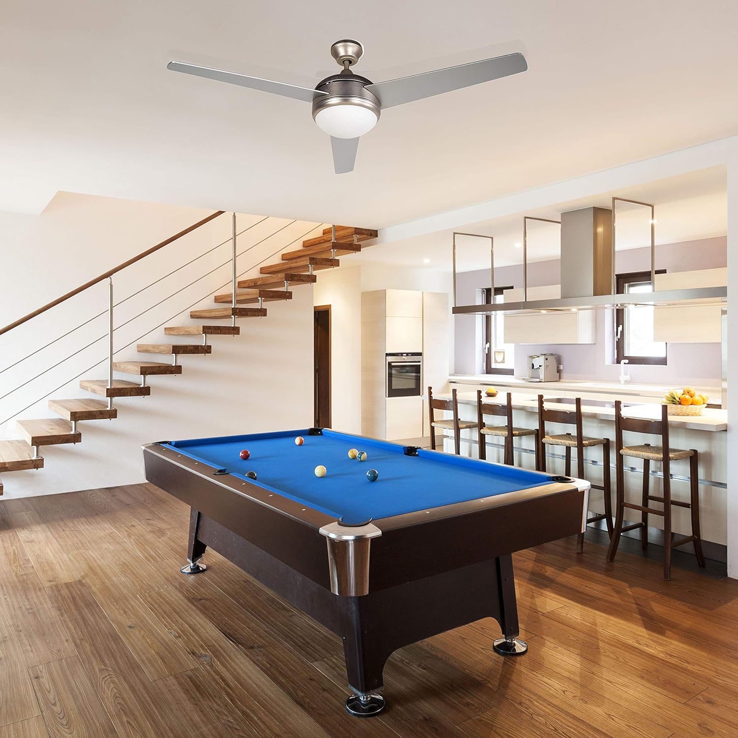 BLACK+DECKER 52 in. Ceiling Fan with Light and Remote - Brushed Nickel