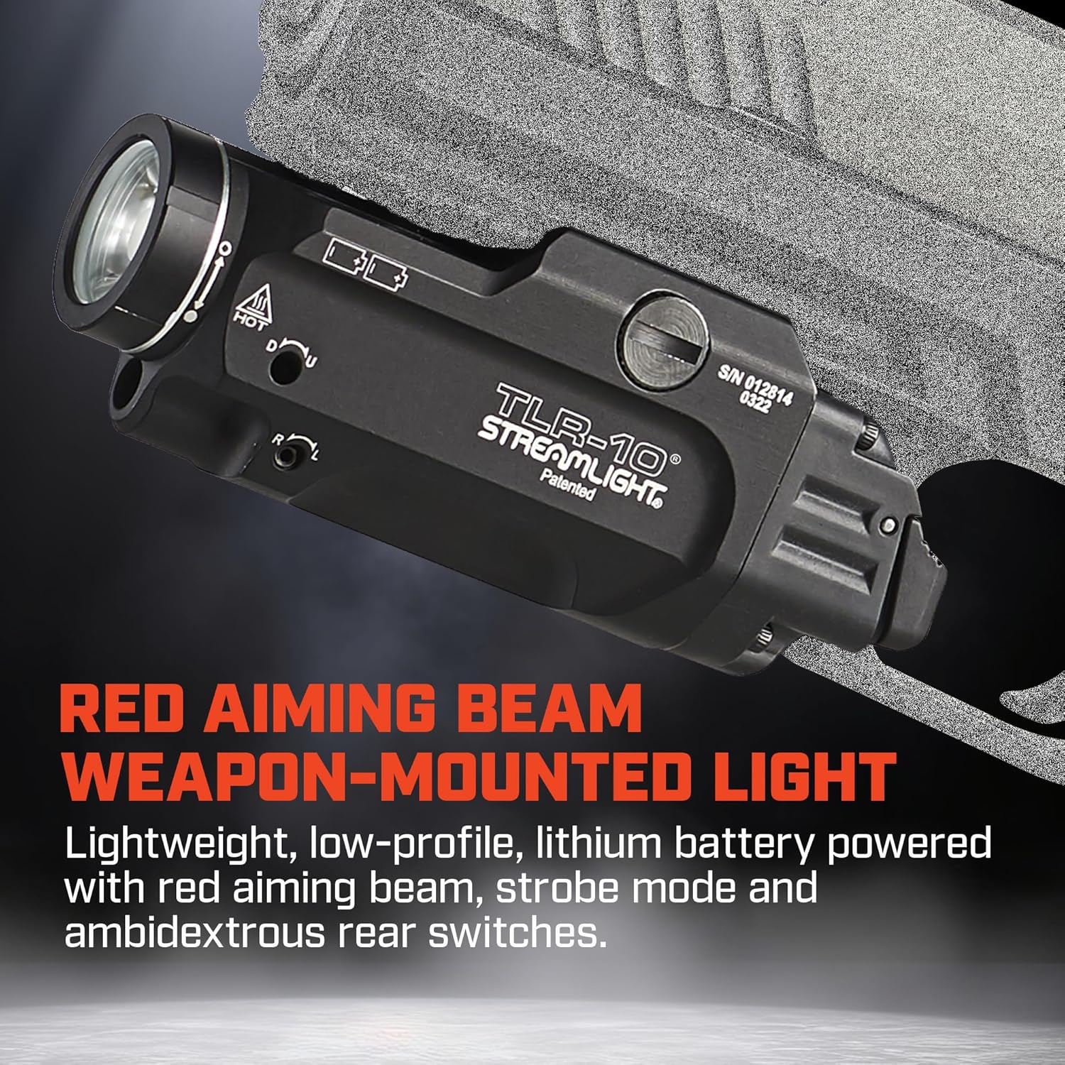 Streamlight 69470 TLR-10 Flex 1000-Lumen Rail-Mounted Tactical Weapon Light with Integrated Red Aiming Laser