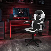 FLASH FURNITURE Gaming Desk and Racing Chair Set with Cup Holder and Headphone Hook