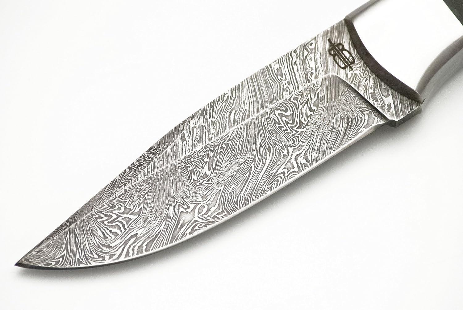 BucknBear Custom Handmade Damascus Utility Hunting Fixe Blade Knife (Green Micarta Handle)