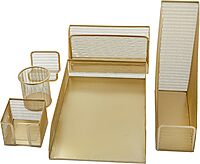 Martha Stewart Ryder Mesh Metal 6-Piece Desktop Organizer Set, Gold