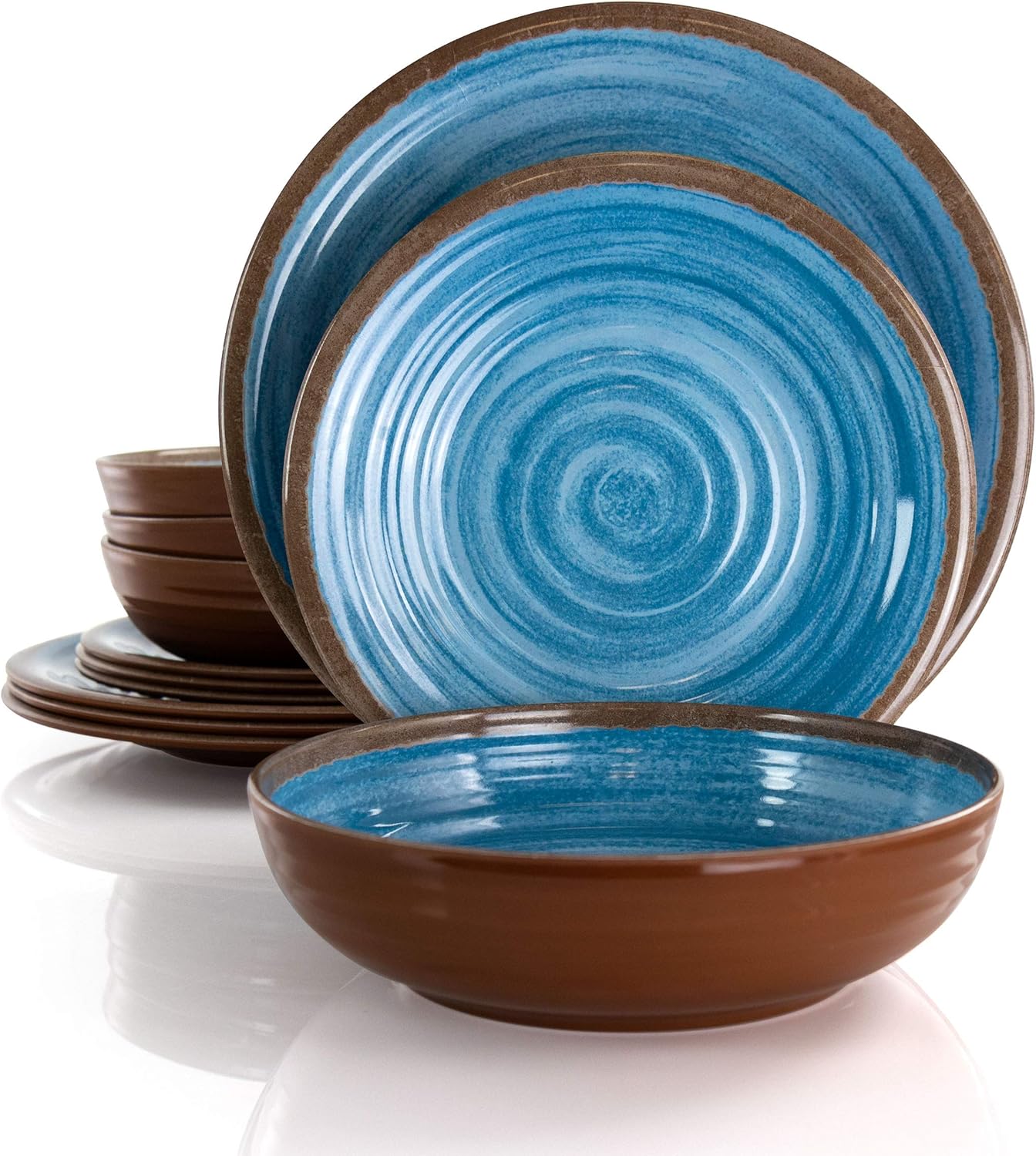 Elama 12-Piece Lightweight Melamine Dinnerware Set